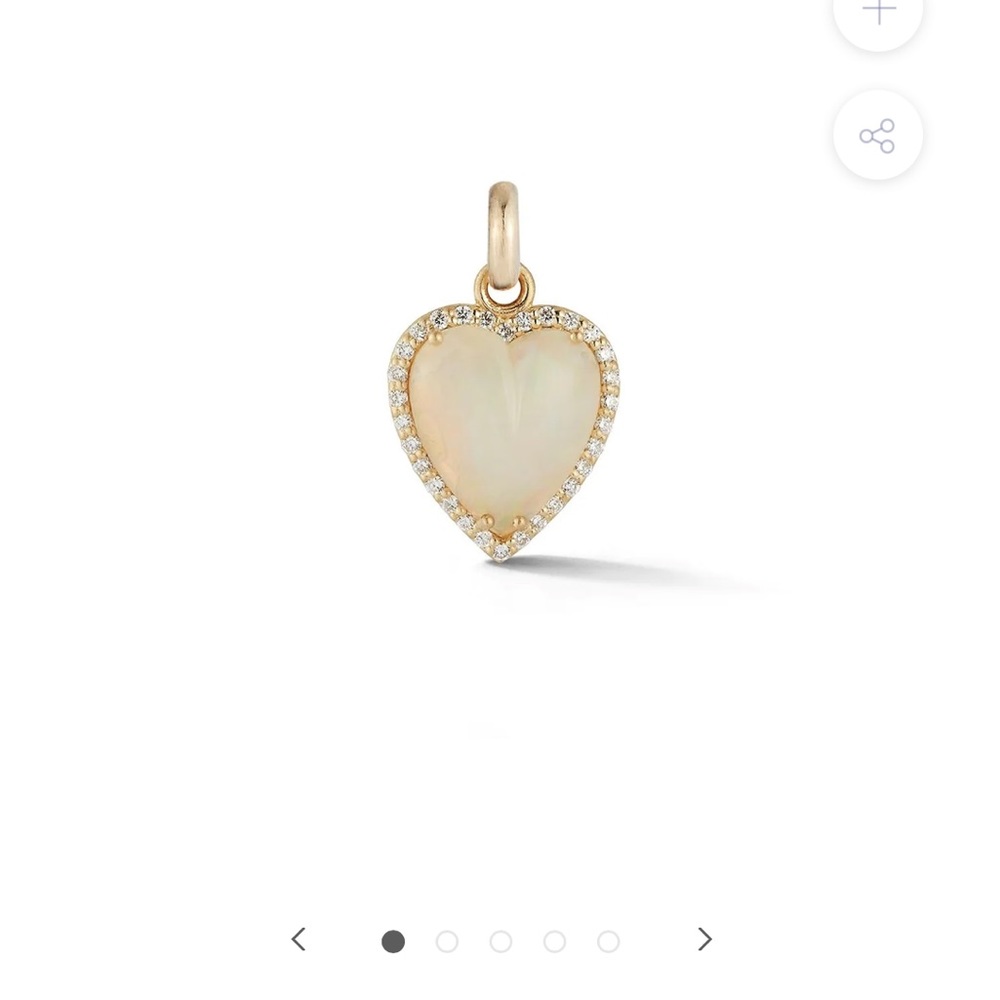 Storrow Jewelry 14K GOLD DIAMOND & WHITE OPAL ALANA HEART CHARM